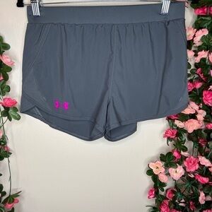 Under Armour Gray Purple Youth Large Athletic Shorts Girls Fitness Gym Athletic